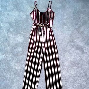 Striped Velvet Jumpsuit